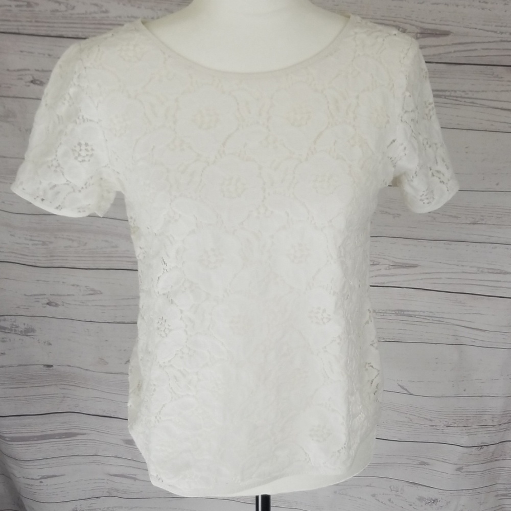 Winter white Lace Ann Taylor's loft medium shirt